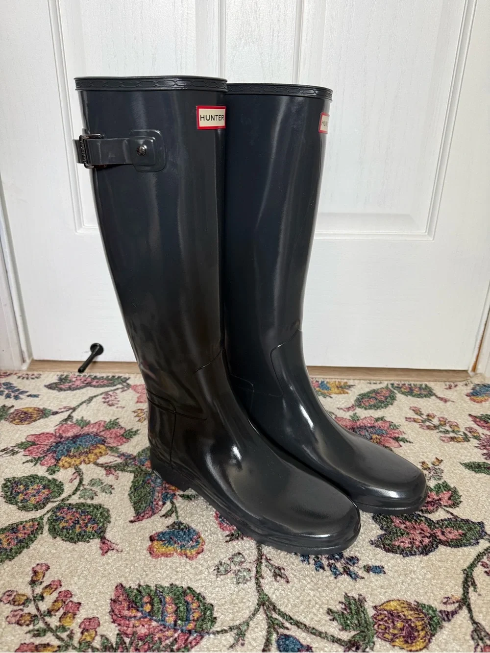Hunter Tall Glossy Dark Grey Women's Rain Boots